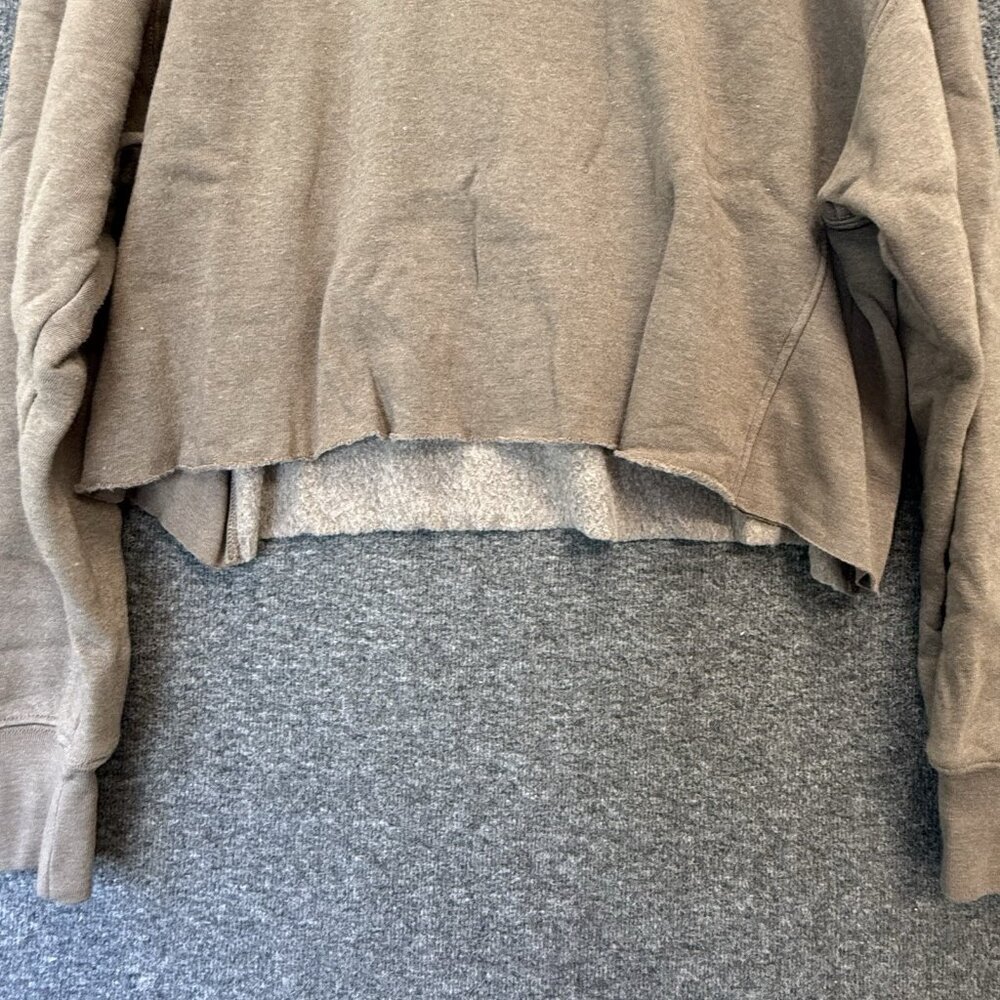 Wildfox Who Dis Harley Graphic Fleece Hoodie Taupe Gray Boxy Raw Hem Size XL NWT - Picture 6 of 16
